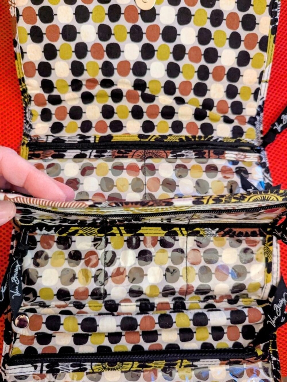 Vera Bradley Travel Jewelry Folio Cocoa Moss Brown Black White Lime Green